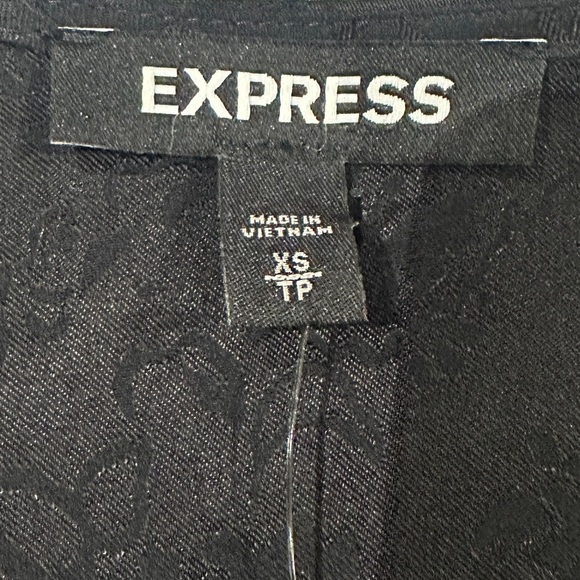 Express Black Satin Damask Faux Wrap Dress - Picture 8 of 9